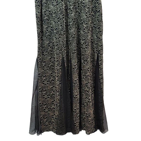 Candalite Womans Maxi Cocktail Dress Gold Black Plus 3X Scallop Mermaid Lace NWT - Picture 3 of 8
